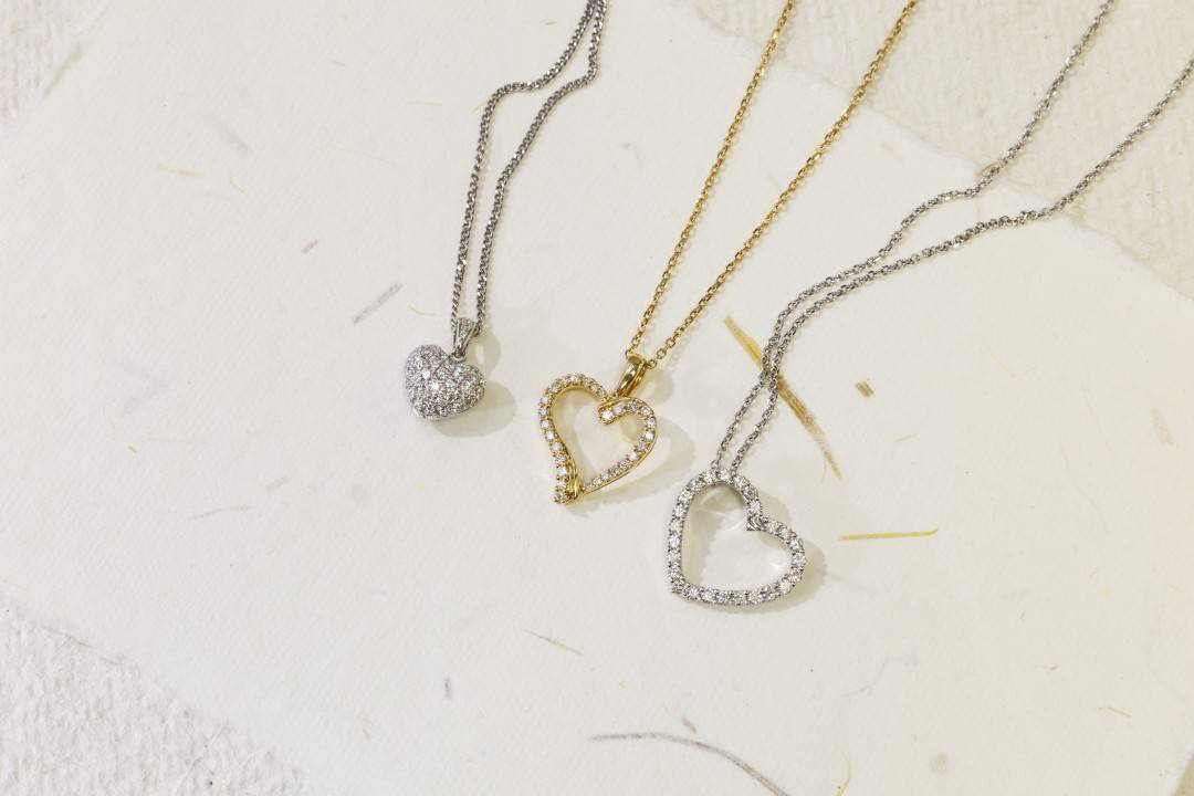 A bench tray of bespoke diamond and precious-stone necklaces from the Spencer Morgan Oxford Street workshop